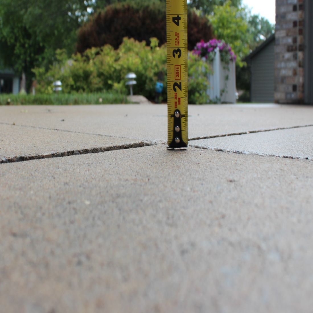 Measuring even concrete slabs in a driveway